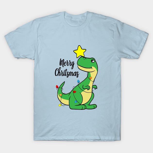 Merry Christmas T-Rex Christmas Tree Boy Rex Dino T-Shirt by ELFEINHALB